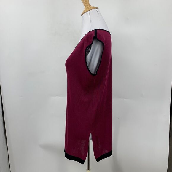 Misook Tank Women PS Small Petite Berry Exclusively Cap Sleeve Split Hem Acrylic - Picture 4 of 9